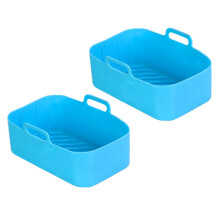 Per Air Fryer cestello in silicone vassoio teglia per fritti inserto piatto accessorio doppio cestello per DZ201 Per Air Fryer Blu