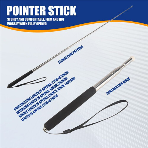 3 Pack Telescopic Teachers Pointer Retractable Handheld Presenter Extendable Classroom Whiteboard Pointer with Lanyard 2