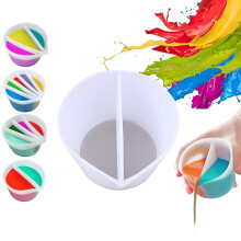 Bicchieri Riutilizzabili un 2 Canali per Miscelare Colori Divisi per Vernici, Strumenti per Pittura un Colata di Resina Accessori per il Disegno DIY