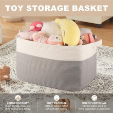 Grote Wasmand, Dekenmand voor de Woonkamer, Opbergmand, Speelgoedmand voor Kinderen, Geweven Mand voor Kleding