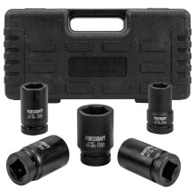 Slagtoppe 1" 27-41 mm sæt med 5 slagtoppe i kuffert 6-kant