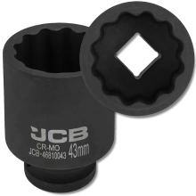 JCB DYB SLAGTOPPENØGLE 3/4" Cr-Mo 12-kantet 43 mm TOPNØGLE