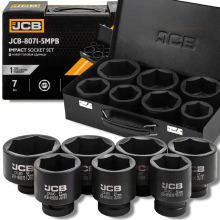 JCB ütvecsavarozó dugókulcs készlet 1" Cr-Mo 6-pontú 7 darabos 46-75mm