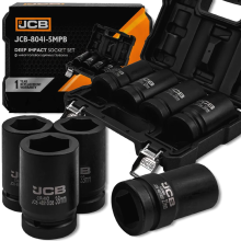 JCB 1" Cr-Mo 6-pontos mélyütő dugókulcs készlet 4 darabos 27-36