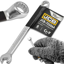 JCB NYITOTT VÉGŰ KULCS 75 FOKOS SZÖGÖS 6 MM CR-V ACÉL KÉTÉGŰ