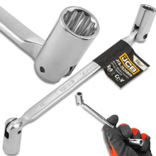 JCB dugókulcs, 8-9 mm, kétvégű, Cr-V acél, 12-pontos