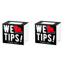 2X Acrylic Tip Jar for Bartender Bars 6 X 4 X 5 Inch Tip Collection Box Donation Suggestion Box Money Storage Container