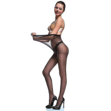 (30D, BLACK) Super Durable Plus Size Tights, High Waist Control Top Sheer Pantyhose, Nylon Thigh High Stockings For Women