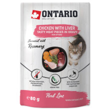 Ontario CAT Kitten fűszeres csirke, máj, rizs, rozmaring szószban 80g