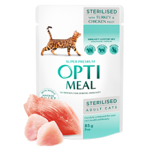 OPTIMEAL Macskaeledel Sterilizált Pulyka- és Csirkefilé 85g