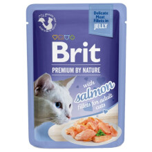 BRIT PREMIUM CAT felnőtt lazac zselében (tasak) 85g