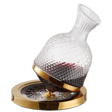 Rotating Wine Decanter Tumbler 1.5L Decanter Dispenser Crystal Glass Bottle Wine Aerator Mirror Jug Gift BarDecoration,A
