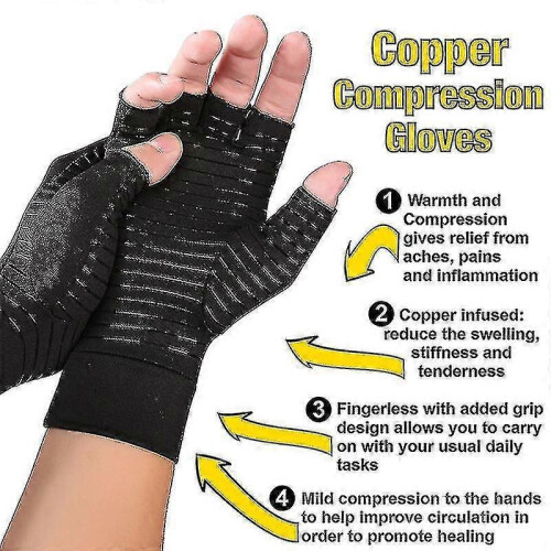 (M) Copper Compression Gloves For Arthritis Carpal Tunnel Hand Support Pain Relief 2