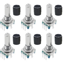 6pcs EC11 Rotary Encoder with Push Button 360 5 Pins and Knob Cap for , Raspberry Pi, ESP32