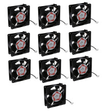 10X AC 220-240V 0.14A 120mmx120mm Metal Computer CPU Fan Black