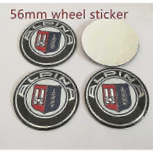 (56mm wheel sticker) 4pcs 56mm 60mm 65mm 68mm Alpina Car Emblem Wheel Center Hub Caps Badge Cover Sticker Car Styling Accessories