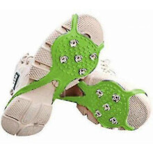 (Green) suitable for kids non-slip snow cleats shoe covers ice spikes grips crampons