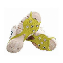 (Yellow) suitable for kids non-slip snow cleats shoe covers ice spikes grips crampons