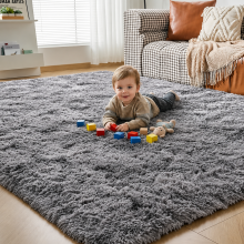 (160cm x 230cm (5ft 4in x 7ft 8in)- Large Area Rug/Carpet) Non Slip Rugs Living Room Bed Room Shaggy Grey Rug