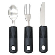 Arthritis Aid Silverware for Parkinsons,- Heavy Stainless Steel Spoon, Fork, Serrated Knife (standard)