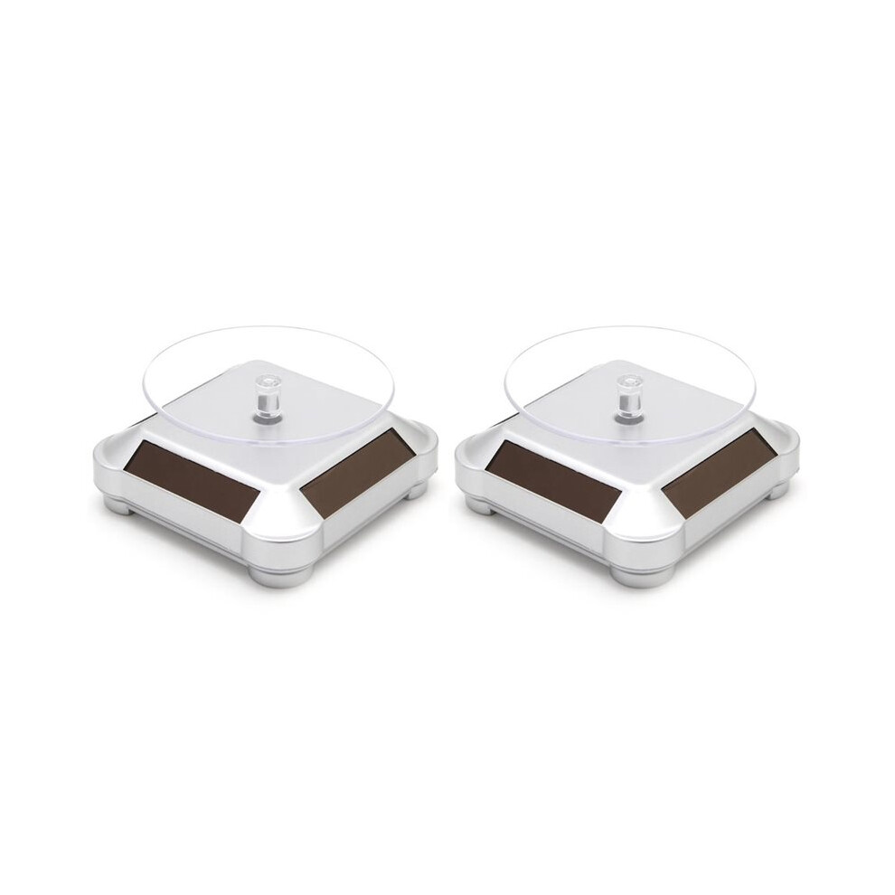 2X Rotating Display Stand 360 Degree Solar Power Rotating Turntable Display Stand Silver 6032112111187