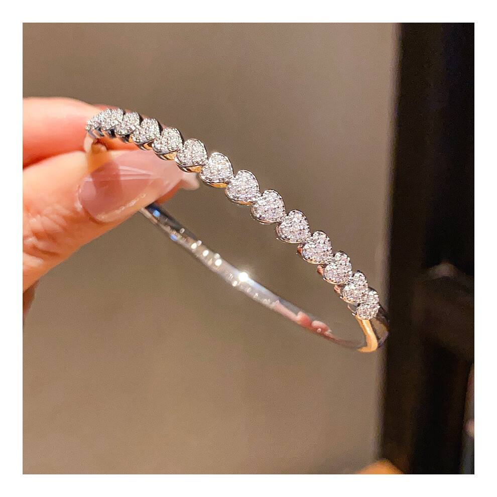 (Silver) Heart Vintage Shape Gold Plated Cuff With Zircon Stones Women For Jewelry-image-OPC-PWG9STC-NEW