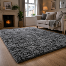 (160cm x 230cm (5ft 4" x 7ft 8"), Grey) Extra Large Rug Soft Shaggy Living Room Carpet Mat