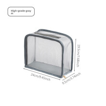 (Gray M) Transparent Storage Purse Bag For Wall Hanging Use With Breathable Material Mesh