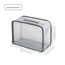 (Gray XL) Transparent Storage Purse Bag For Wall Hanging Use With Breathable Material Mesh