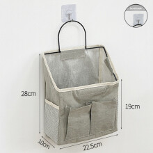 (Gray Three) Multipurpose Hanging Wall Storage Pouch Made Of Cotton Bedroom Student For