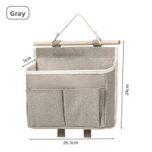 (Gray) Multipurpose Hanging Wall Storage Pouch Made Of Cotton Bedroom Student For