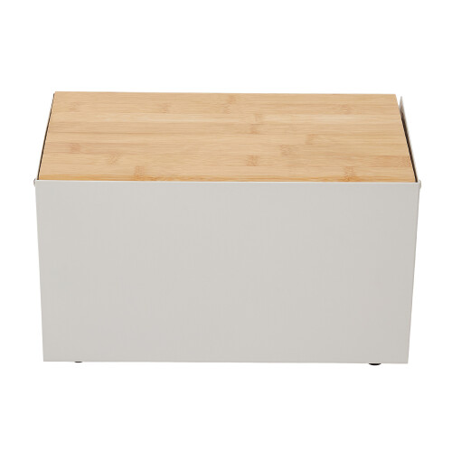 Living And Home Countertop Metal Bread Box with Bamboo Lid 2
