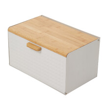 Countertop Metal Bread Box with Bamboo Lid