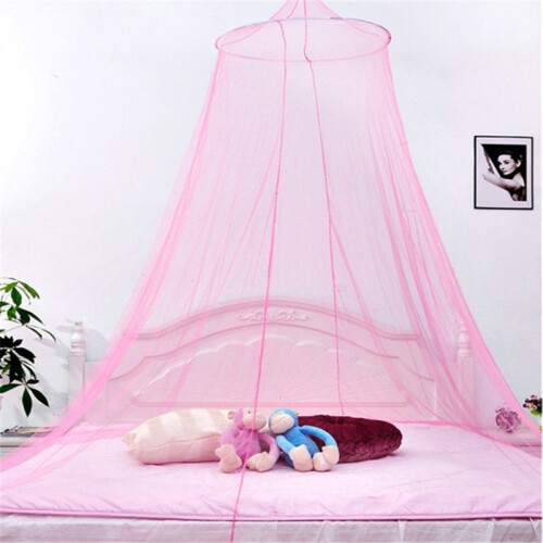 (Pink) Bed Net Mosquito Curtains Canopy Round Insect Reject Net Netting Dome Bed Tent