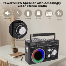 Solar Retro Radio Outdoor Emergency Multifunction  FM AM Radio Player Disaster Prevention Radio with Lighting