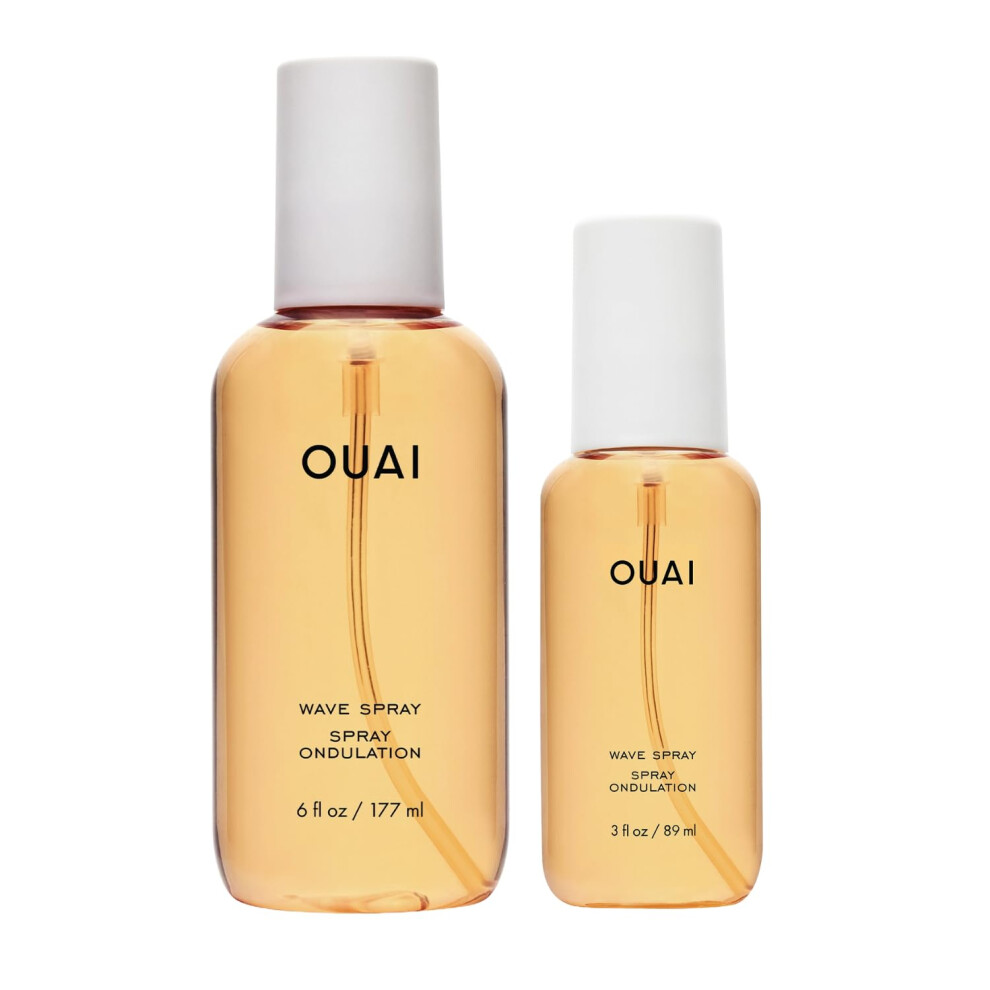 Ouai Wave Spray Bundle - Texture Spray For Hair With Coconut Oil & Rice Protein - Adds Texture, Volume & Shine For Beach Waves - (2 Count, 3 Oz/6 Oz)