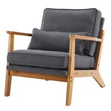 Linen-Cotton Upholstered Wood Frame Single Lounge Accent Chair Armchair