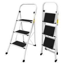 3 Step Ladder, Heavy Duty Steel, Portable Folding, Anti-Slip Mat, Home, Kitchen, DIY, Gardening Step Ladder, 150kg Max Capacity