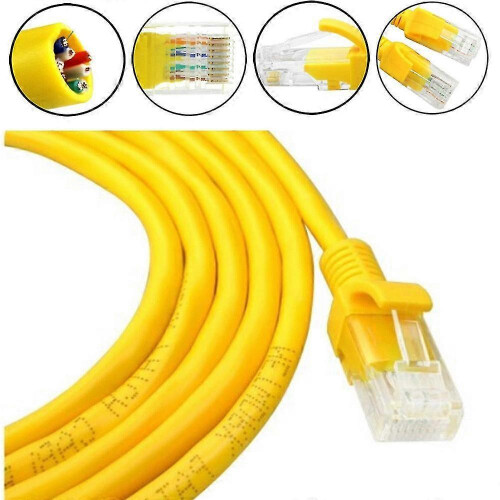 10m Yellow External Outdoor Network Ethernet Cable Cat5e 100% Copper Rj45 1