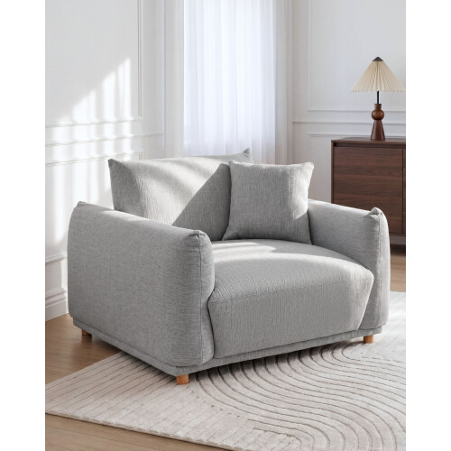 Beliani Armchair JUBEK Fabric Light Grey 1