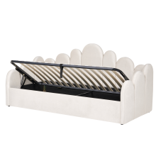 Daybed with Storage POLIGNAC Velvet Light Beige 90 x 200 cm (EU Single)