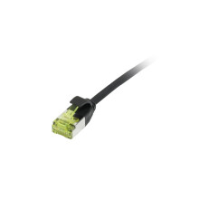 Patchkabel RJ45, CAT6A 500Mhz,  0.25m, schwarz, U/FTP, slimline rund d=3,8mm, TPE/LSZH(Superflex), AWG32, mit CAT7 Rohkabel, Synergy 21
