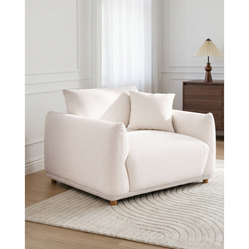 Beliani Armchair JUBEK Fabric Off-White 1