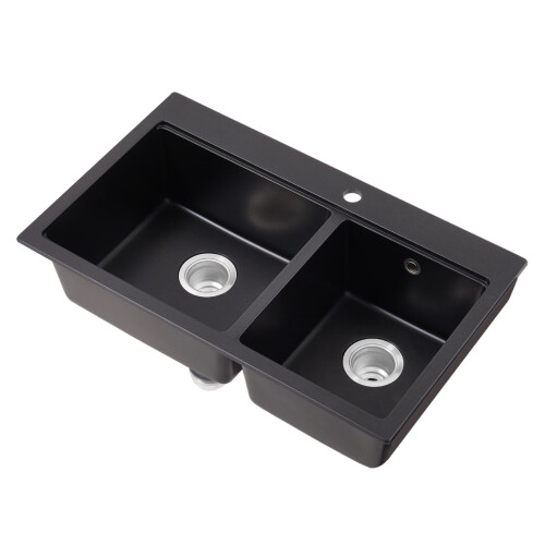 Living And Home Modern Quartz Resin Composite Kitchen Sink with Waste Kit 1