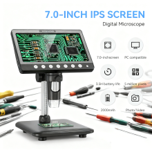 1200X 7" LCD Digital Microscope 5MP Coin Microscope Magnifier for Coin PCB Circuit Repair Soldering Microscope with 8 Lights