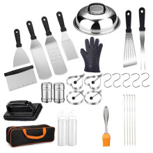 Kit di Accessori per Piastra da 31 Pezzi, Set di Accessori per Griglia Piatta per Blackstone e Camp Chef, Set di Spatole per Griglia