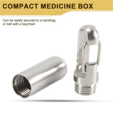 Small Pocket Pill Box Keychain,Portable Waterproof Pill Case Stainless Steel Travel Pill Container Keychain Pill Holder