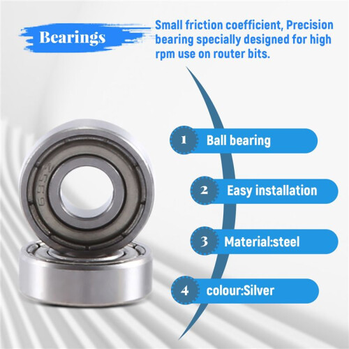 10Pcs Router Bits Top Mounted  Bearings Guide for Router Bit Bearing Repairing Replacement Accessory Kit 1