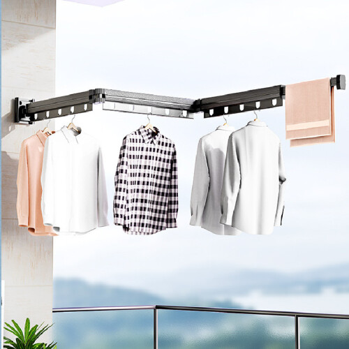 (Gray 2Fold)Cintre mural rétractable pliable gain de place maison chambre balcon 2