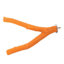 (Orange) Bird Stand Pole Stable Resting And Playing Wooden Perch Stand Parrot Chewing Toy For Cage